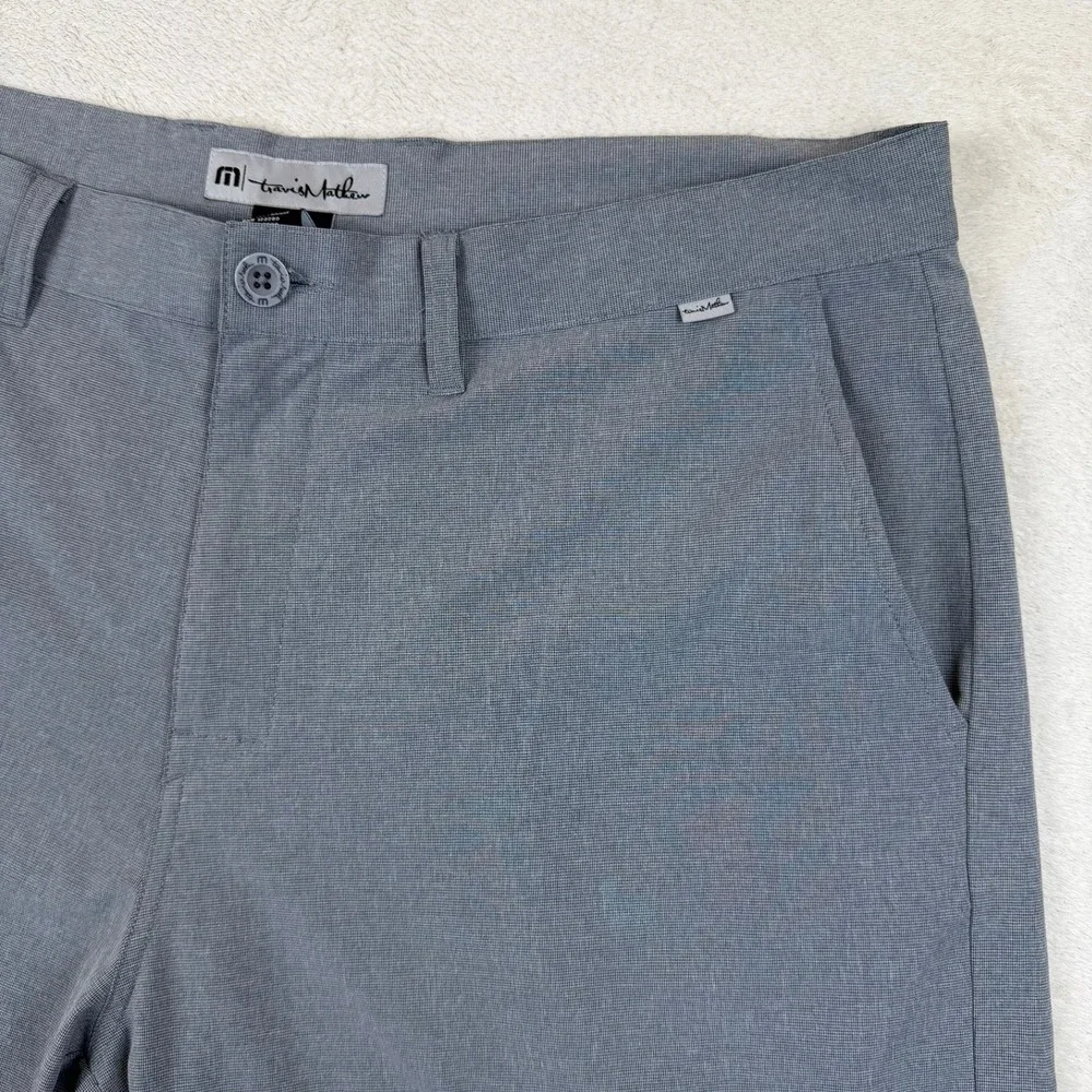 Travis Mathew Mens Grey Heathered Performance Golf Shorts Size 38 Stretch 10